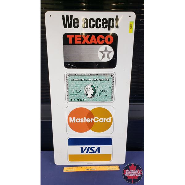 Double Side Service Station Tin Sign (Payment Options) "TEXACO / American Express / MasterCard / VIS