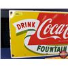 Image 2 : RARE Single Side Enamel Sign "DRINK Coca-Cola" "FOUNTAIN SERVICE" (12"H x 28"W) (SEE PICS!)