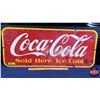 Image 1 : Single Side Enamel Sign "Coca-Cola Sold Here Ice Cold" (12-1/4"H x 29-1/4"W) (Note: paint touchups) 