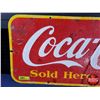 Image 2 : Single Side Enamel Sign "Coca-Cola Sold Here Ice Cold" (12-1/4"H x 29-1/4"W) (Note: paint touchups) 