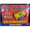 Image 1 : Single Side Tin Sign "Blue Ribbon Tea Bags" (Embossed) (Stamp: CCC - 53) (19-1/2"H x 27-1/4"W) (Note