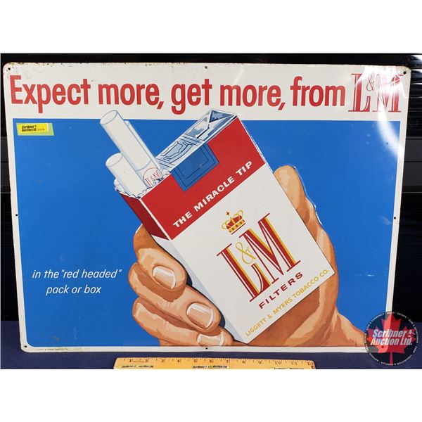 Single Side Tin Sign "L&M" Cigarettes (Embossed) (17-3/4"H x 23-1/2"W) (SEE PICS!)
