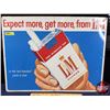 Image 1 : Single Side Tin Sign "L&M" Cigarettes (Embossed) (17-3/4"H x 23-1/2"W) (SEE PICS!)