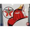 Image 3 : Single Side Enamel Gas Pump Sign : TEXACO FIRE-CHIEF GASOLINE (c.1947) (18"H x 12"W) (Note: some tou