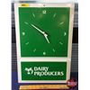 Image 1 : "DAIRY PRODUCERS" Wall Clock (Batt Op) (19-1/2"H x 13-1/2"W) (SEE PICS!)