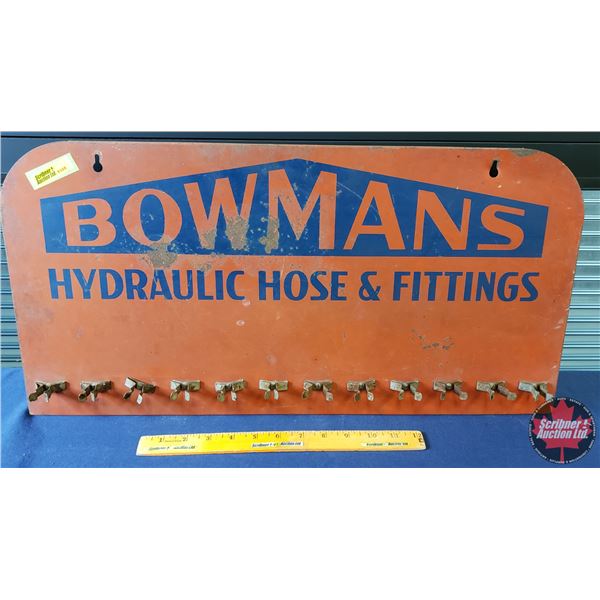 Store Display Wall Mount Rack "BOWMANS HYDRAULIC HOSE & FITTINGS" (Metal) (12"H x 24"W) (SEE PICS!)