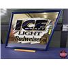 Image 2 : Advertising Mirror "ICE DRAFT LIGHT Budweiser" (Parallelogram Shape) (c.1990's) (21-1/2"H x 25"W) (S