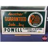 Image 1 : Single Side Tin Sign "POWELL PLUMBING & HEATING COMPANY" (Embossed) (19"H x 34-1/4"W) (SEE PICS!)