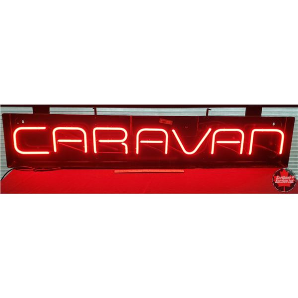 Neon Sign "CARAVAN" (10-1/2"H X 50"W) (WORKS!) (SEE PICS!)