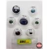 Image 1 : Gems/Stones (7) : Ruby; Sapphire; Emerald (2); Laspis; Turquoise; Zirconia (Consignor Tags on Cases)