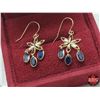 Image 2 : Floral Earrings (Stamped 14KT Gold & Blue Sapphires) (Appraisal included from July 30th 2021 / Exp J