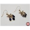 Image 4 : Floral Earrings (Stamped 14KT Gold & Blue Sapphires) (Appraisal included from July 30th 2021 / Exp J