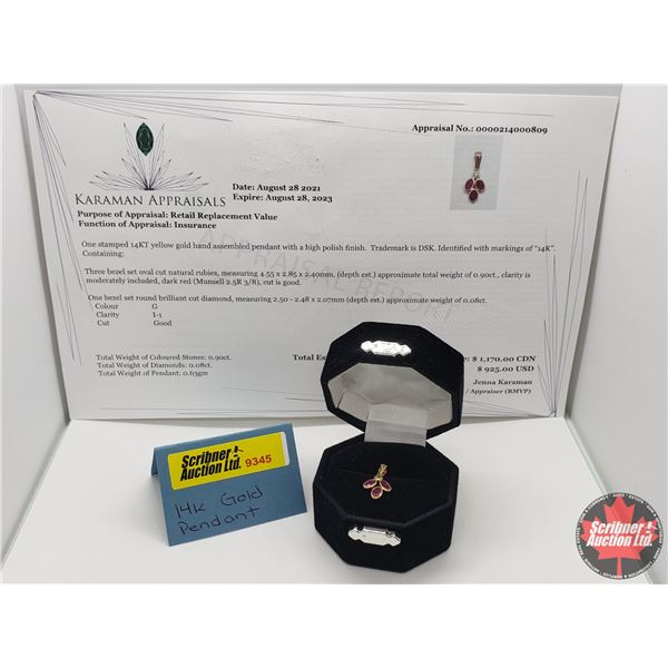 Pendant (Stamped 14KT Gold & Natural Rubies) (Appraisal included from Aug 28th 2021 / Exp Aug 28th 2