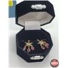 Image 2 : Floral Earrings (Stamped 14KT Gold & Natural Rubies) (Appraisal included from July 30th 2021 / Exp J