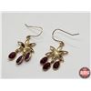 Image 4 : Floral Earrings (Stamped 14KT Gold & Natural Rubies) (Appraisal included from July 30th 2021 / Exp J