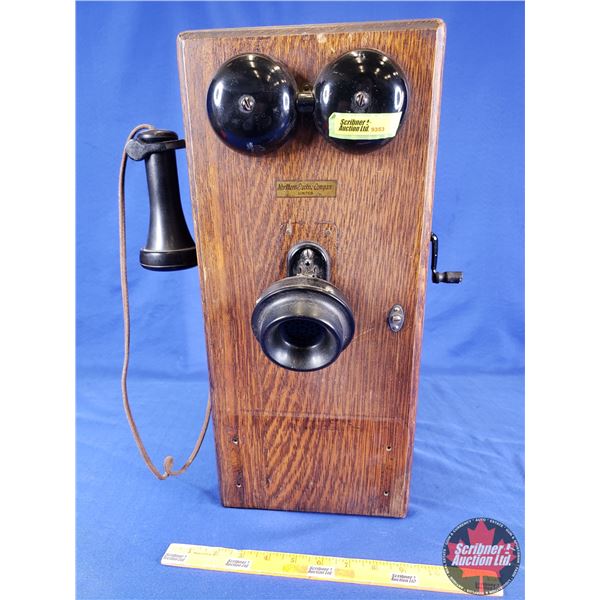 Northern Electric Wood Box Telephone (20-1/2"H x 9-1/4"W x 10"D) (SEE PICS!)
