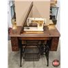 Image 1 : Singer Treadle Sewing Machine Cabinet Retro Fitted with Electric Sewing Machine (Machine Working) (C