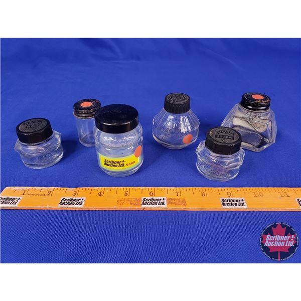 Vintage Ink Bottles (6) (Tallest : 2-3/4") (SEE PICS!)