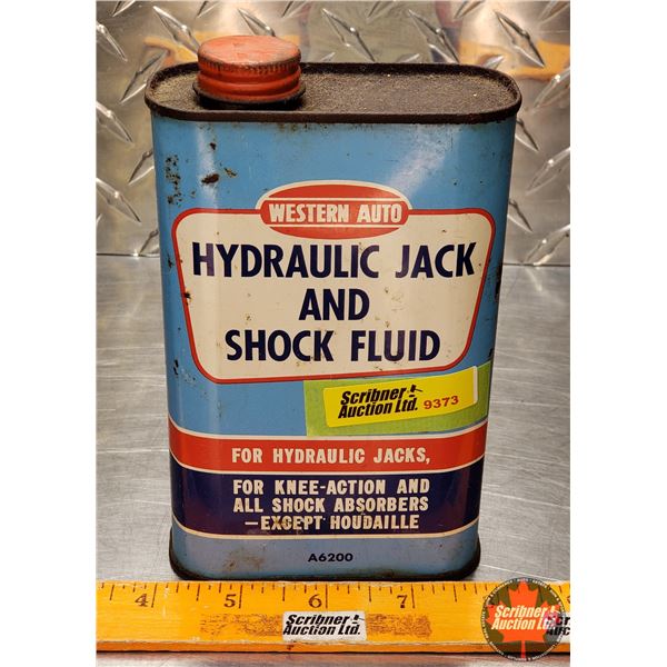 OIL TIN : Western Auto Hydraulic Jack and Shock Fluid (6"H x 1-3/4"Dia) (SEE PICS!)