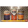 Image 3 : OIL TINS (3) : B/A Oiltone, B/A Fastflush & GULF Fastflush (All Full) ( 5-1/4"H Tallest) (SEE PICS!)