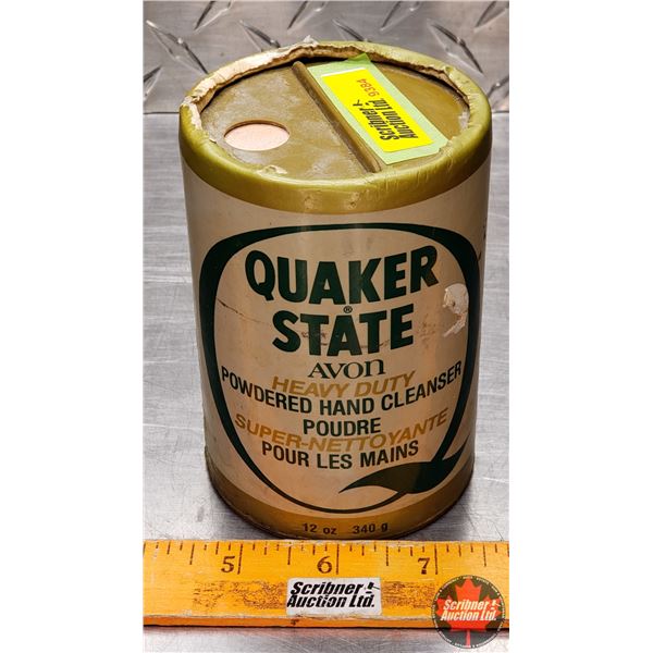 Cardboard Tin : Quaker State Avon Heavy Duty Powdered Hand Cleanser (Partially Full) (4-1/3"H x 3"Di