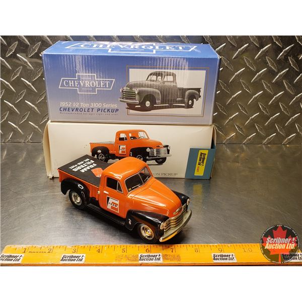 Truck Bank: "FRAM" 1952 Chevrolet 3100 Series 1/2 Ton Pick Up Die Cast Model Limited Edition (Box Me
