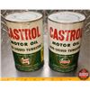 Image 1 : OIL TINS (2): Castrol Motor Oil (Full) (6-1/2"H x 4"Dia) (SEE PICS!)