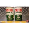 Image 2 : OIL TINS (2): Castrol Motor Oil (Full) (6-1/2"H x 4"Dia) (SEE PICS!)