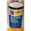 Image 1 : OIL TIN : Chevron RPM DELO Special Motor Oil (Full) (6-1/3"H x 4"Dia) (SEE PICS!)