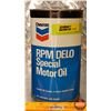 Image 2 : OIL TIN : Chevron RPM DELO Special Motor Oil (Full) (6-1/3"H x 4"Dia) (SEE PICS!)