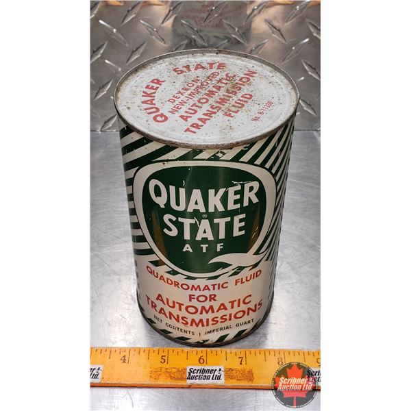 OIL TIN : Quaker State ATF Quadromatic Fluid for Automatic Transmissions (Full) (6-1/2"H x 4"Dia) (S
