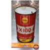 Image 1 : OIL TIN : Shell X-100 Motor Oil (6-1/2"H x 4"Dia) (SEE PICS!)