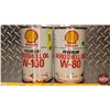 Image 2 : OIL TINS (2) : Shell Premium Aeroshell Oil W-80 & W-100 (6-1/2"H x 4"Dia) (SEE PICS!)