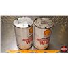 Image 7 : OIL TINS (2) : Shell Premium Aeroshell Oil W-80 & W-100 (6-1/2"H x 4"Dia) (SEE PICS!)