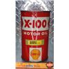 Image 2 : OIL TIN : Shell X-100 Motor Oil (6-1/2"H x 4"Dia) (SEE PICS!)
