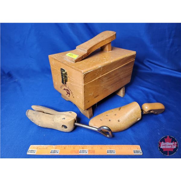 Shoeshine Kit with Contents & 2 Stretchers (Note: One Stretcher marked "Made in Germany") (SEE PICS!