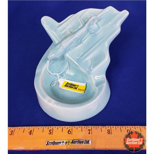 Rare Medicine Hat Pottery Airplane Ashtray (4"H x 7"W x 7"H) (SEE PICS!)