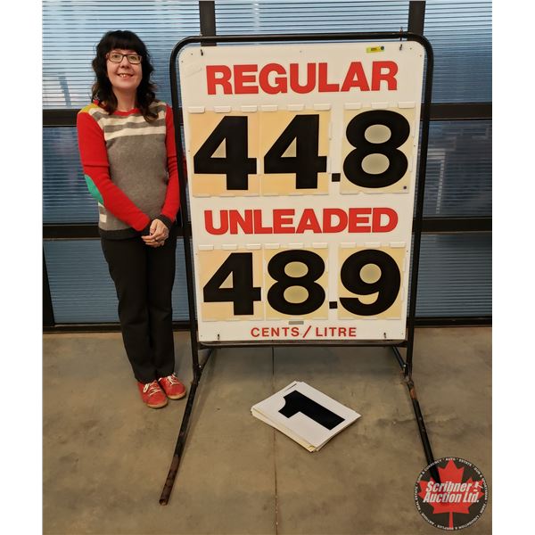 Vintage Gas Station Price Sign w/Stack of Numbers (Note: Removable Legs) (57"H x 39"W x 50"D) (SEE P