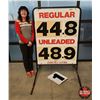 Image 1 : Vintage Gas Station Price Sign w/Stack of Numbers (Note: Removable Legs) (57"H x 39"W x 50"D) (SEE P