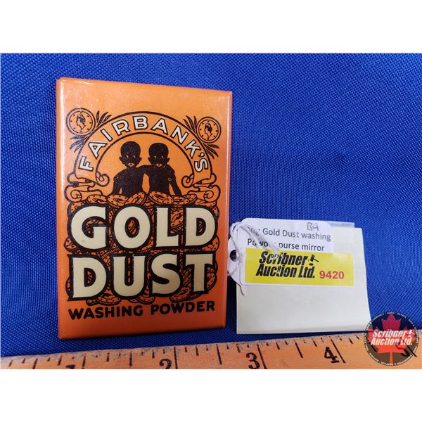 Vintage Gold Dust Washing Powder Purse Mirror (3"H x 2"W) (SEE PICS!)