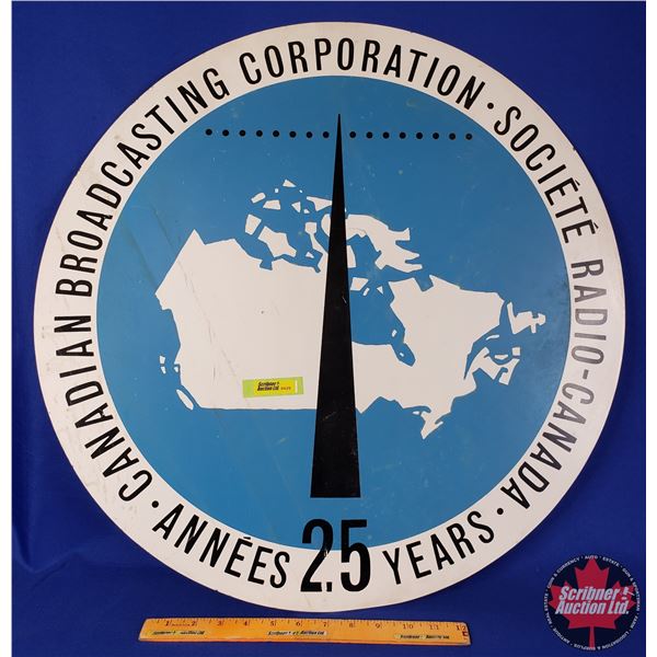 Canadian Broadcasting Corporation Radio Single Sided Hard Plastic Sign (24"Dia) (SEE PICS!)
