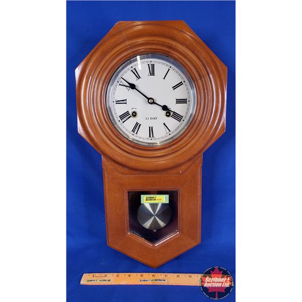 31 Day Wooden Wall Clock (20"H x 11-1/2"W x 4-1/2"D) (SEE PICS!)