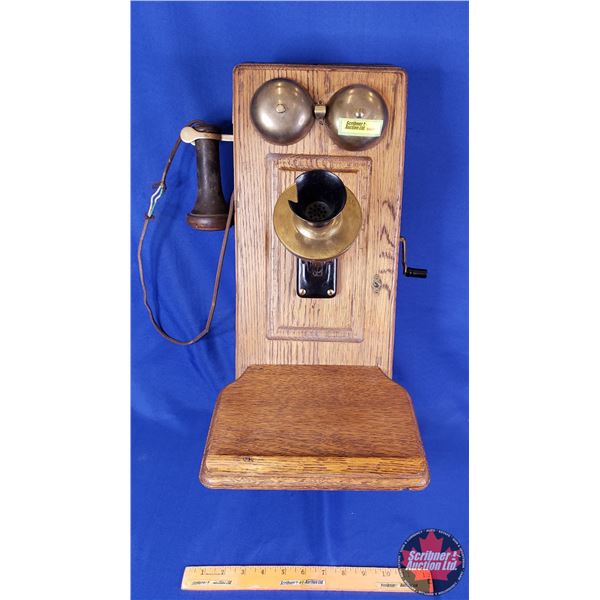 Northern Electric Wood Box Telephone c.1918 (23"H x 13"W x 13'D) (Note: Mouth Piece Damage) (SEE PIC