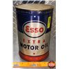 Image 1 : OIL TIN : ESSO Extra Motor Oil (9-1/2"H x 6-1/2"Dia) (SEE PICS!)