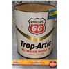 Image 1 : OIL TIN : Phillips 66 Trop-Artic All Season Motor Oil (Cardboard) (8"H x 6-1/2"Dia) (SEE PICS!)