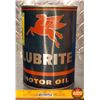 Image 1 : OIL TIN : Mobil Lubrite Motor Oil (6"H x 4"Dia) (SEE PICS!)