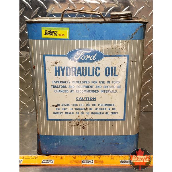 OIL TIN : Ford Hydraulic Oil (11"H x 8-1/2"W x 5-1/2"D) (SEE PICS!)