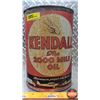 Image 1 : OIL TIN : Kendall "The 2000 Mile Oil" (9-1/2"H x 6-1/2"Dia) (SEE PICS!)