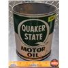 Image 1 : OIL TIN : Quaker State Motor Oil (8"H x 6-1/4"Dia) (SEE PICS!)