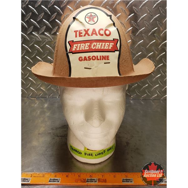 Rare Vintage Texaco Childs Promo Fire Chief Cardboard Hat (6"H x 8"W x 14"D) (SEE PICS!)